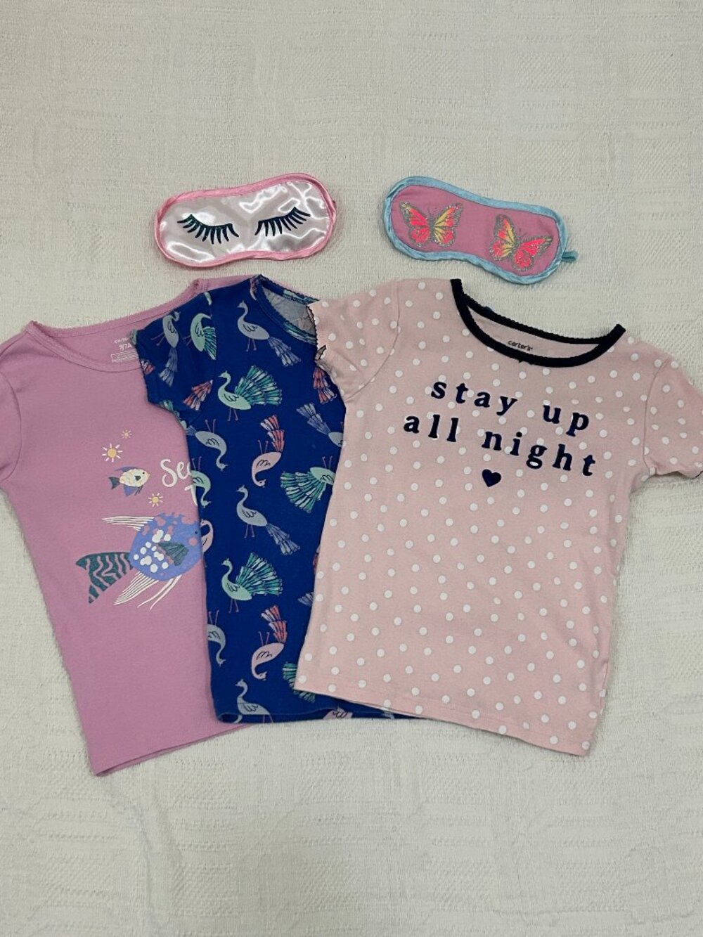 Bundle: (3) Pair pajama Shirts & (2) Eye Mask - Size 7